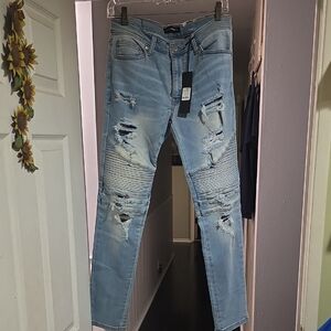 Stylish Light Blue Distressed Men's Jeans